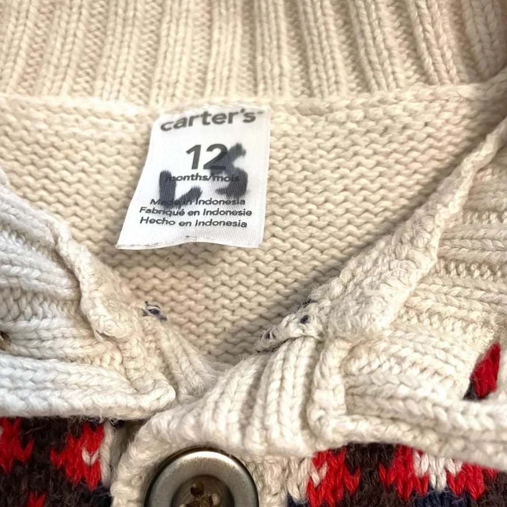 Carter's Fair Isles Sweater & Gymboree Khaki Pants Size 12 Months Beige